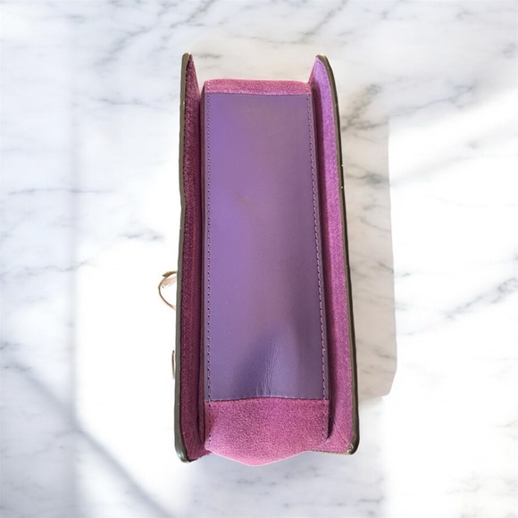 Henri Bendel Plaza Satchel/Crossbody Leather & Suede Bag Acai Purple - Picture 12 of 16